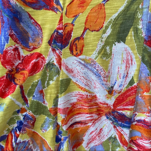 Tommy Bahama Abstract Floral Rayon Pull-On Midi Skirt w Godets - Picture 7 of 8